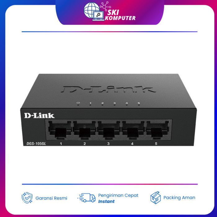 D-LINK SWITCH HUB DGS-105GL 5 พอร์ต Gigabit Unmanaged HUB โลหะ