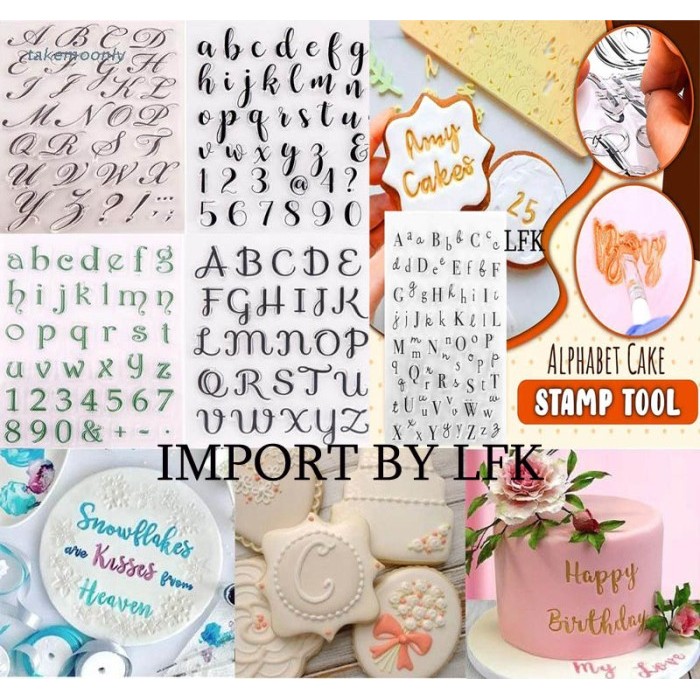 ALPHABET STAMP เค้กกดเค้ก EMBOSSER เค้กตกแต่งความร้อนทําอาหาร LETTERS
