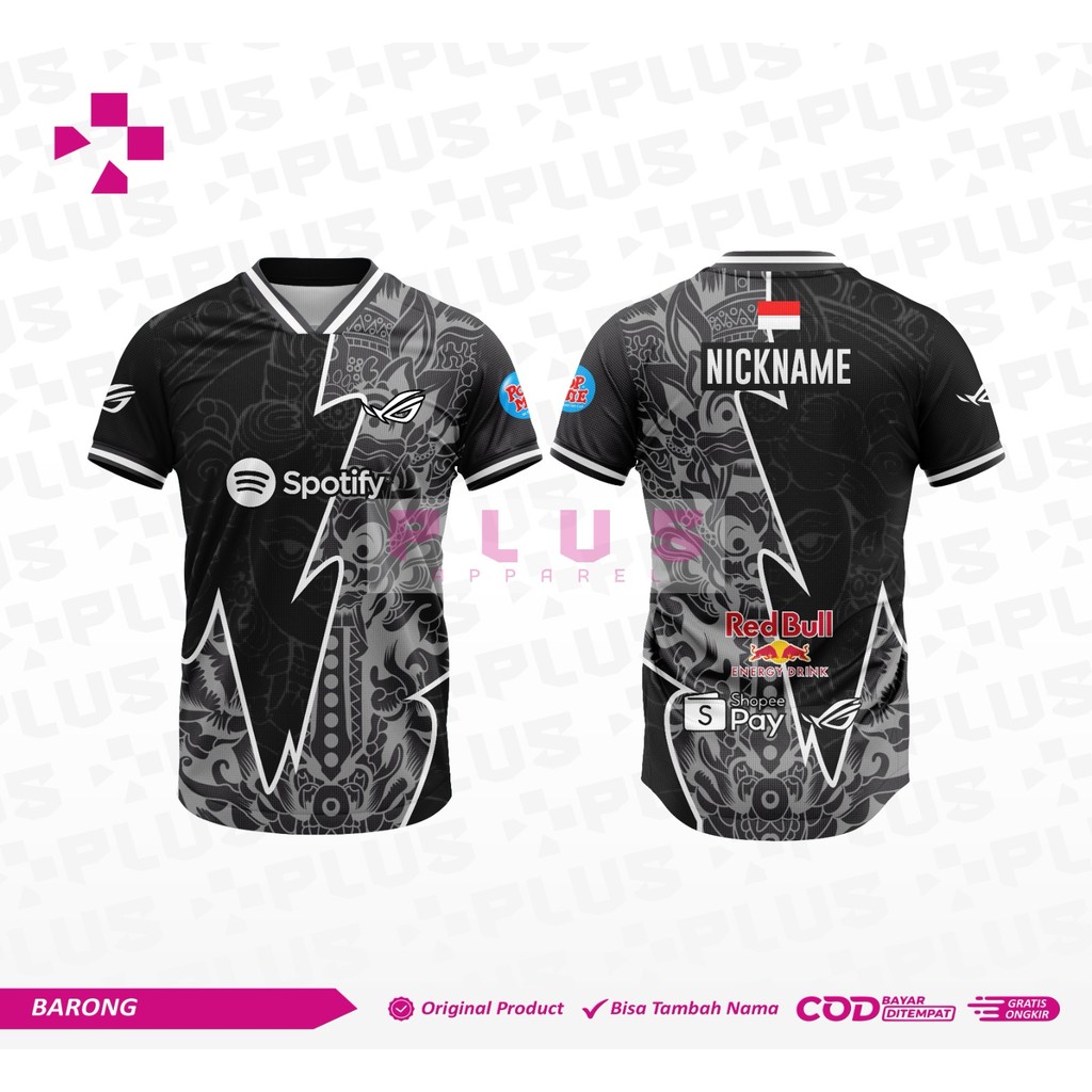 Plus_Jersey Dragon ESport Black barong Jersey ฟรีชื่อ Single gaming Jersey