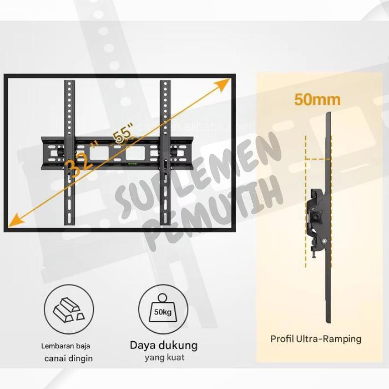 GANTUNGAN LED LCD TV Bracket 32 40 43 24 21 29 17 14 นิ้วรับประกัน Fit 14 - 43 In 2 Way Universal TV