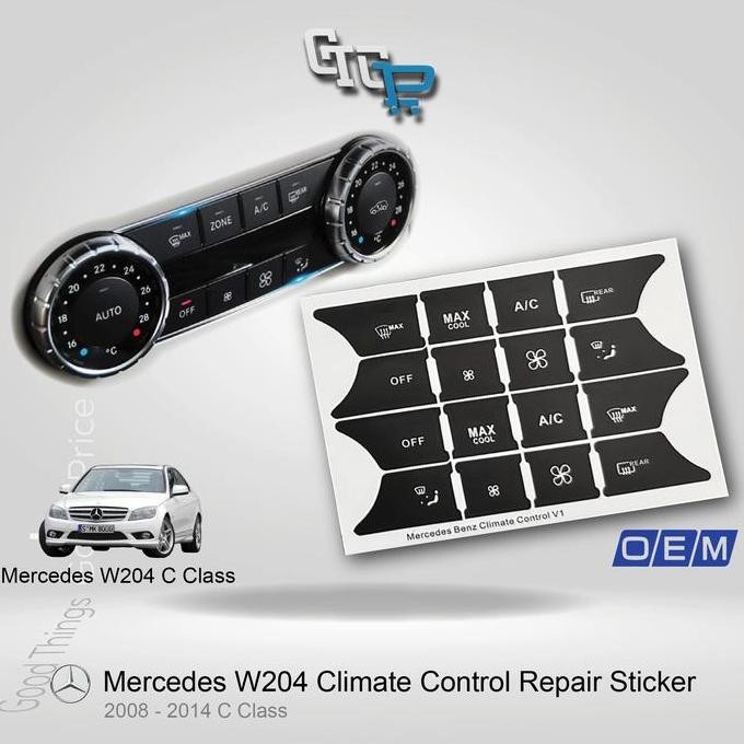 TOMBOL สติ๊กเกอร์รูปลอกปุ่ม Climate AC Mercedes Benz W204 C Class สติ๊กเกอร์