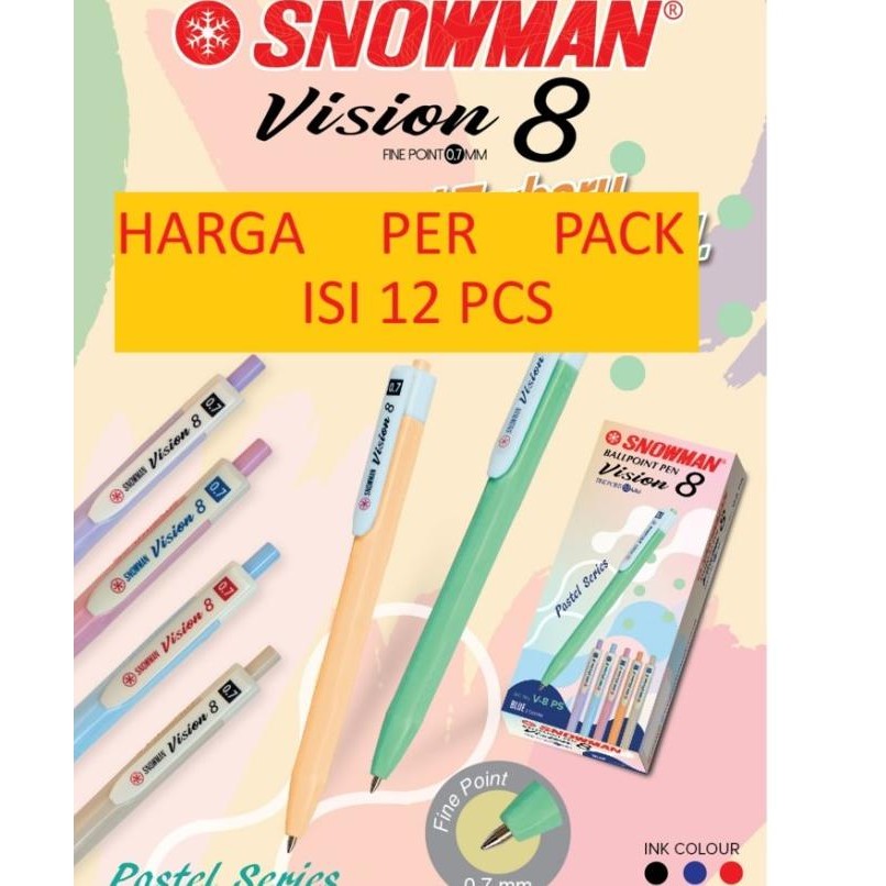 สินค้าใหม่!! SNOWMAN V8 PASTEL 0.7mm PEN / PASTEL VISION 8 SEMI GEL PEN