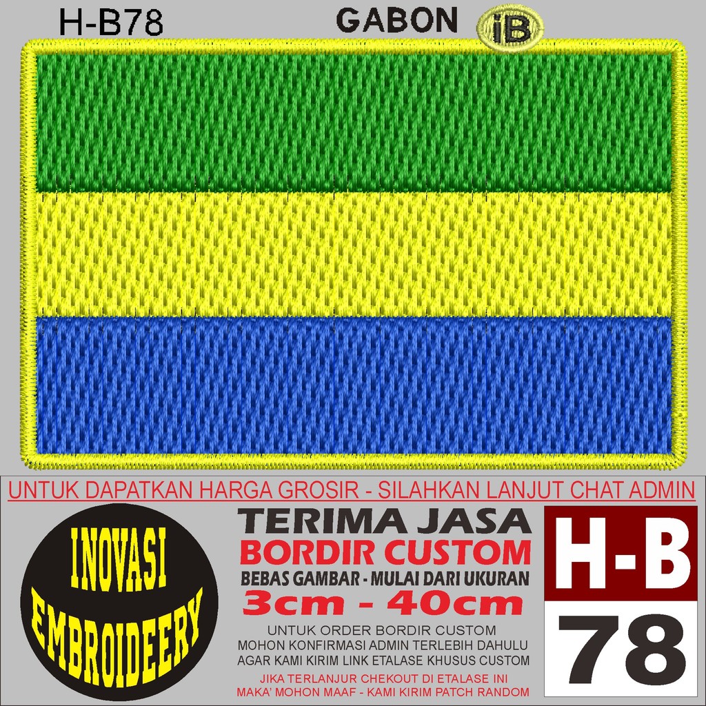 H-B78 GABON LOGO EMBROIDERY PATCH - NOVATION EMBROIDERY TESTIMONI