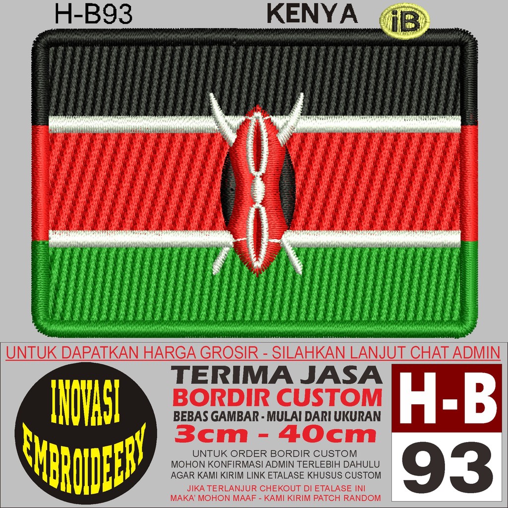 H-B93 KENYA LOGO EMBROIDERY PATCH - NOVATION EMBROIDERY TESTIMONI