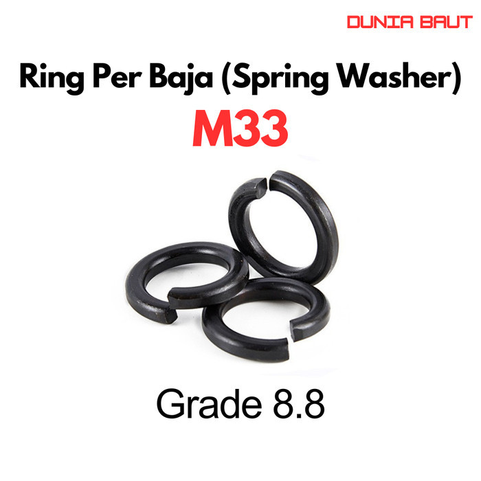 M33 สปริงเครื่องซักผ้า / M33 สปริงเครื่องซักผ้า / WP M33 / M33 แหวนสปริงเหล็ก เกรด 8.8 88