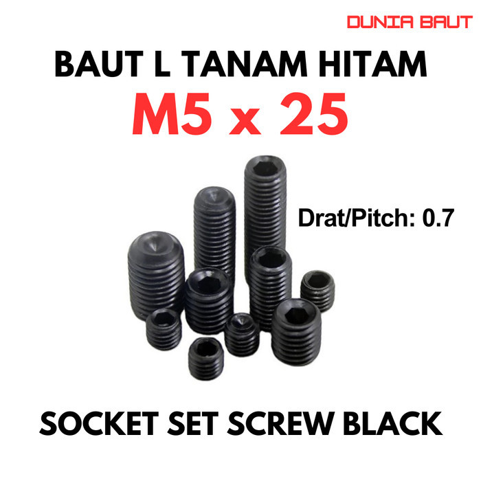 M5X25 ฝัง Bolt / L ชุด 5X25 / L ฝัง Bolt M5 X 25 / L ชุดสีดํา 5 X 25 - ชุดซ็อกเก็ตสกรูสีดํา