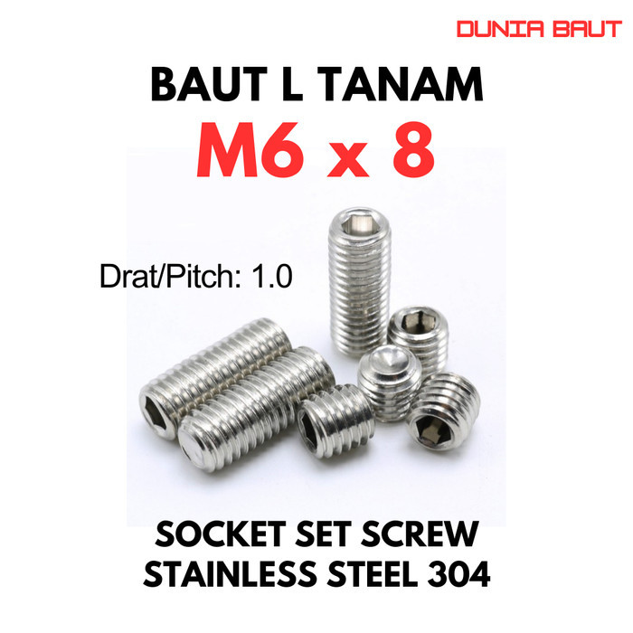 M6X8 ฝัง Bolt / L ชุด 6X8 / L ฝัง Bolt M6 X 8 / L ชุด 6 X 8 - ชุดซ็อกเก็ตสกรูสแตนเลส SS304