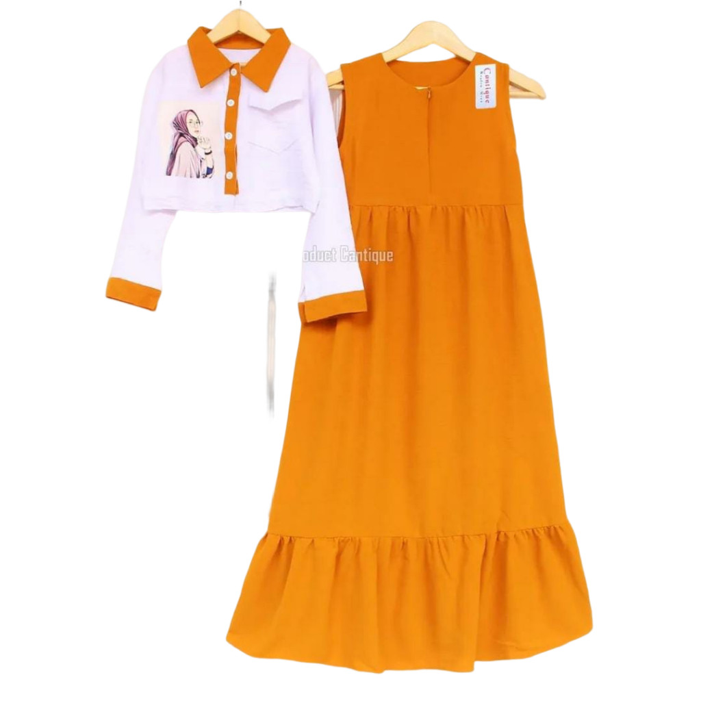 อินเทรนด์ Wanset ชุดเด็กผู้หญิงชุด Eid Hari Raya เสื้อผ้า 2In1 กางเกงน่ารัก Teen Setcel รุ่นใหม่คู่ 