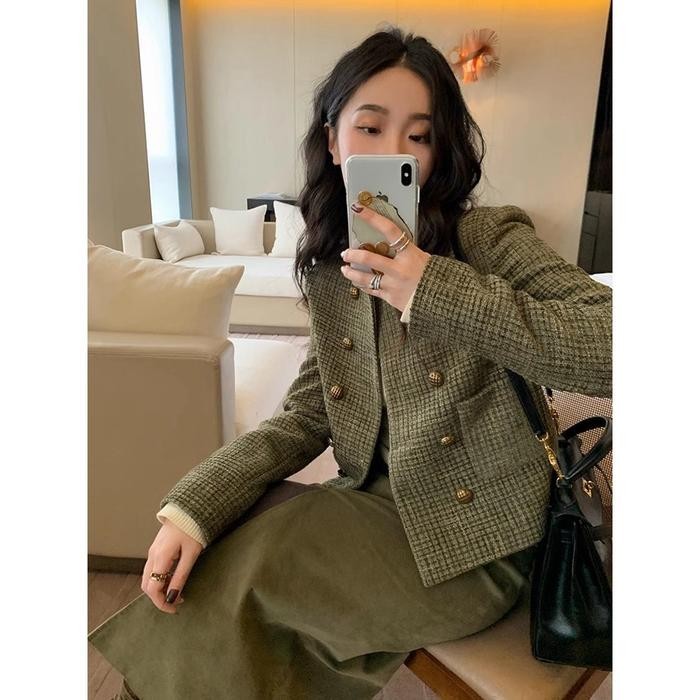 Her_Trends Lz0124 Top Blazer Tweed Premium Long Womens Top