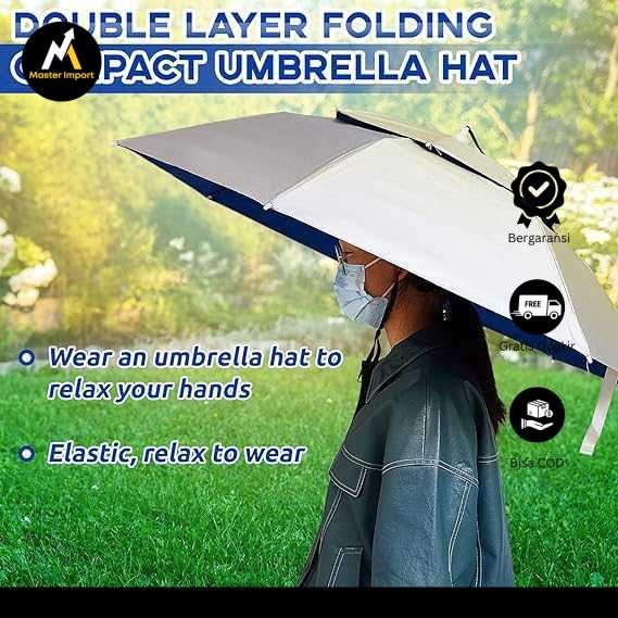 UCHI Double-Layer Leak-Proof Umbrella หมวกร่มแบบคาดศีรษะ 77 ซม. - UC7