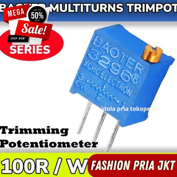 3296W 101 100R OHM MULTITURN TRIMPOT TRIMMER POTENSIOMETER PRECISION VAISTOR VR AM86 โดย PRIA JKT ผล