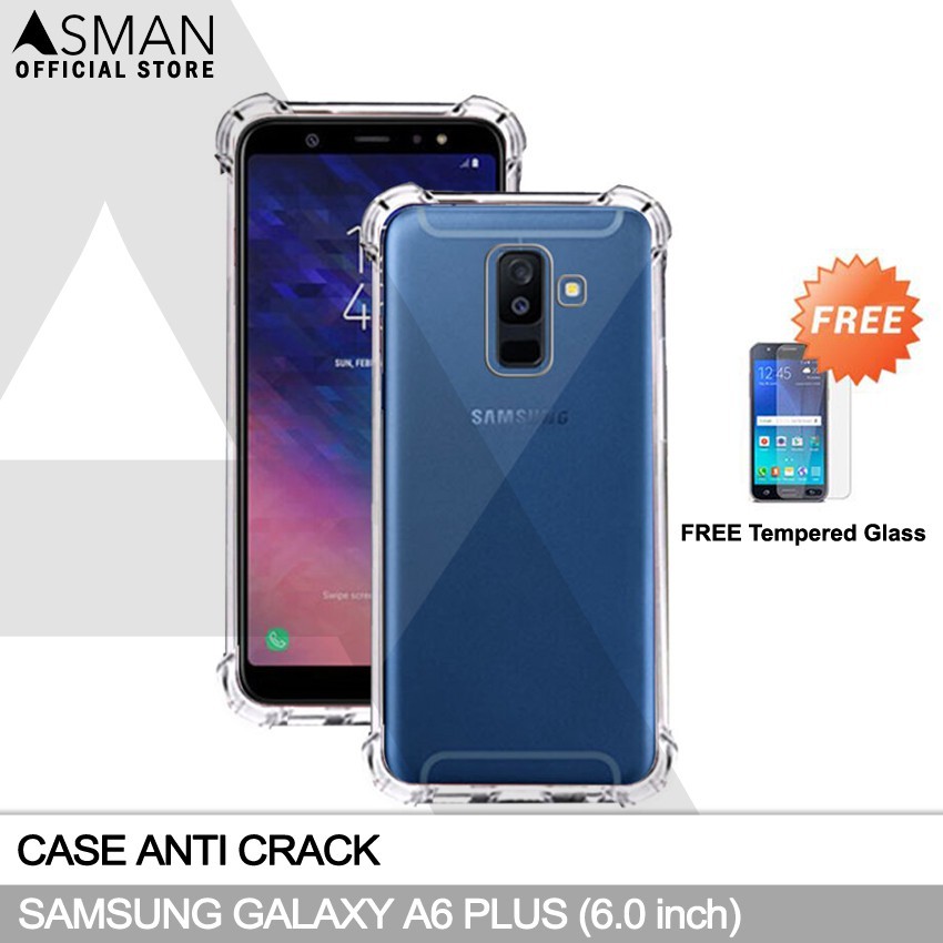 Anti Crack Samsung Galaxy A6 Plus (6.0") | เคสนิ่มป้องกันการกระแทก+กระจกนิรภัยฟรี