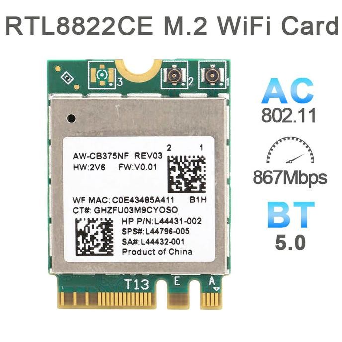 Realtek 8822CE RTL8822CE BT 5.0 NGFF 2230 AC M.2 Wireless Wifi 5 การ์ด