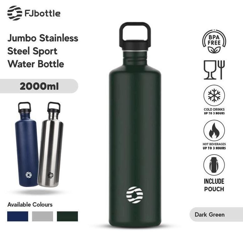 ใหม่!!! ใหม่!!! FJbottle - ขวดดื่มกีฬาสแตนเลสจัมโบ้ 2 ลิตรถุงขวดฟรี
