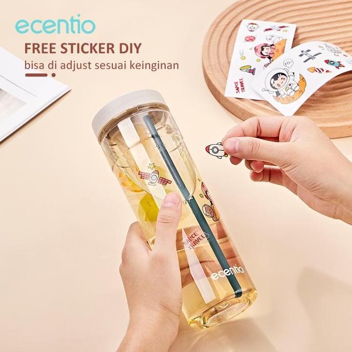 Ecentio หลอดใสดื่มขวด Tumbler Infused ฟรีสติกเกอร์ม