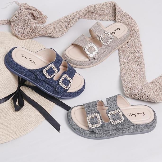 มีจําหน่าย SARASARA LIVE - รองเท้าแตะล็อปผู้หญิง PRETTY ใหม่, รองเท้าแตะยางสองแฉกสําหรับเด็กผู้หญิง