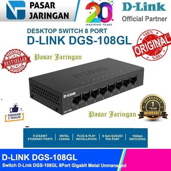- D-LINK DGS-108GL 8 พอร์ต Gigabit Metal Unmanaged Desktop Switch