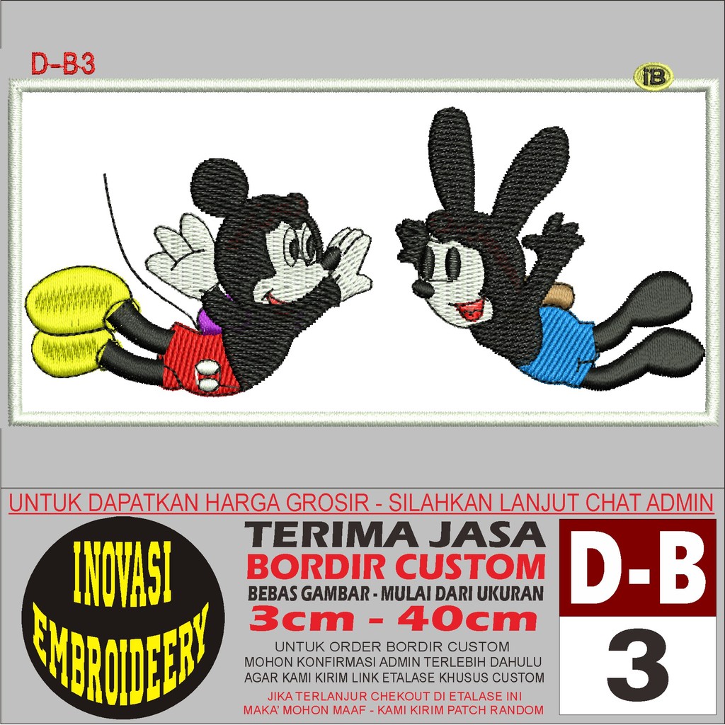 DB 3 LOGO MICKEY MOUSE EMBROIDERY PATCH - INNOVATION EMBROIDERY TESTIMONI