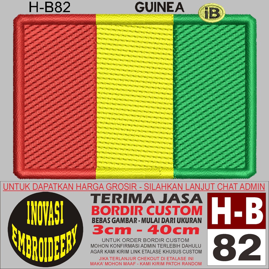 H-B82 GUINEA โลโก้ EMBROIDERY PATCH - NOVATION EMBROIDERY TESTIMONI
