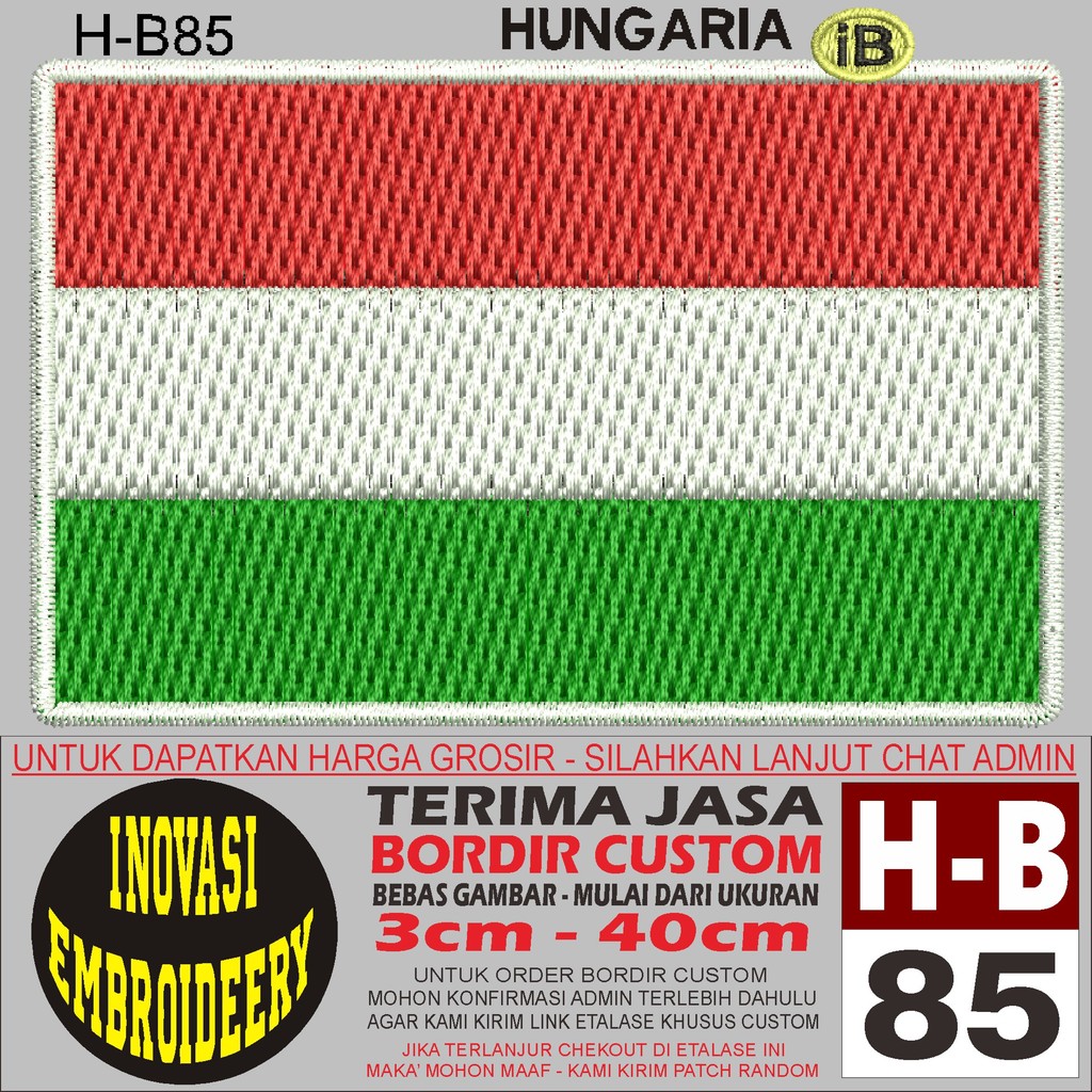 H-B85 HUNGARIA โลโก้ EMBROIDERY PATCH - NOVATION EMBROIDERY TESTIMONI