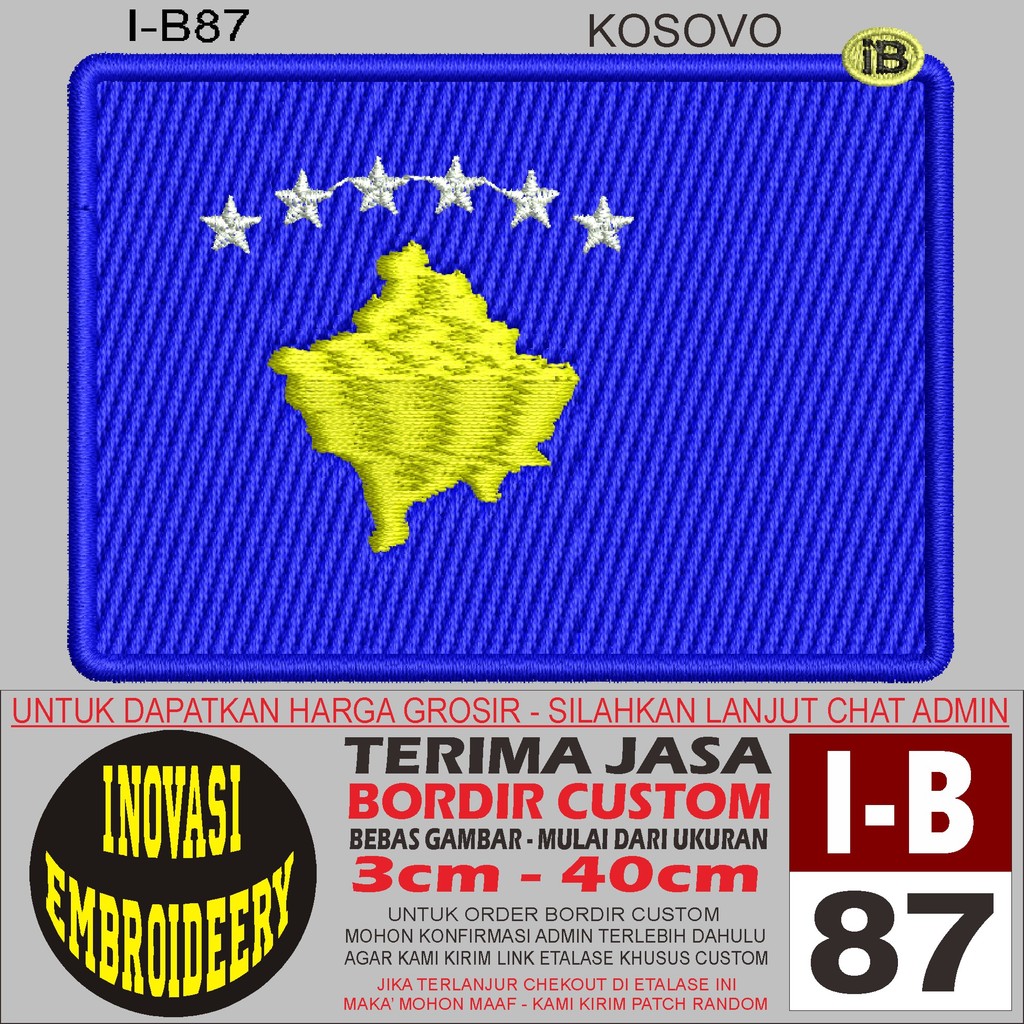 I-B87 KOSOVO LOGO EMBROIDERY PATCH - INNOVATION EMBROIDERY TESTIMONI