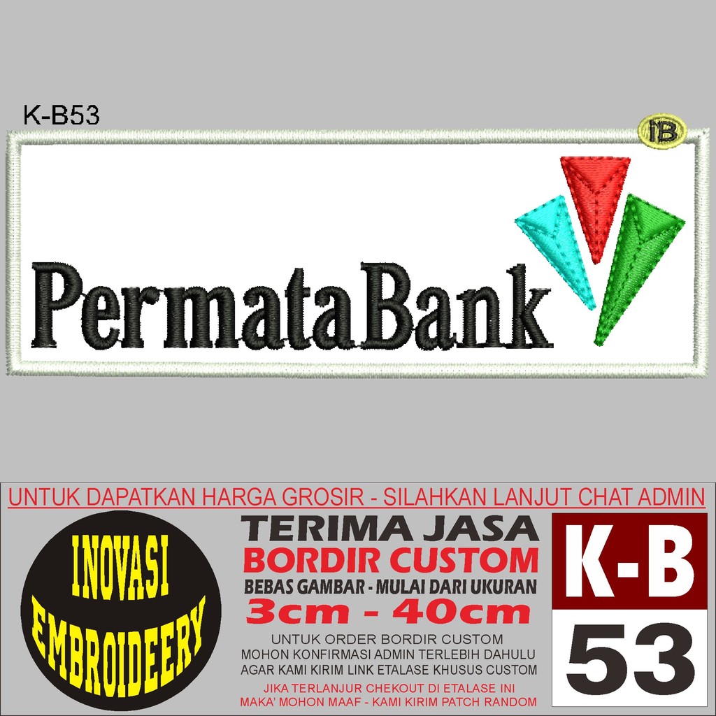 KB53 BANK อัญมณีโลโก้ EMBROIDERY PATCH - INNOVATION EMBROIDERY TESTIMONI