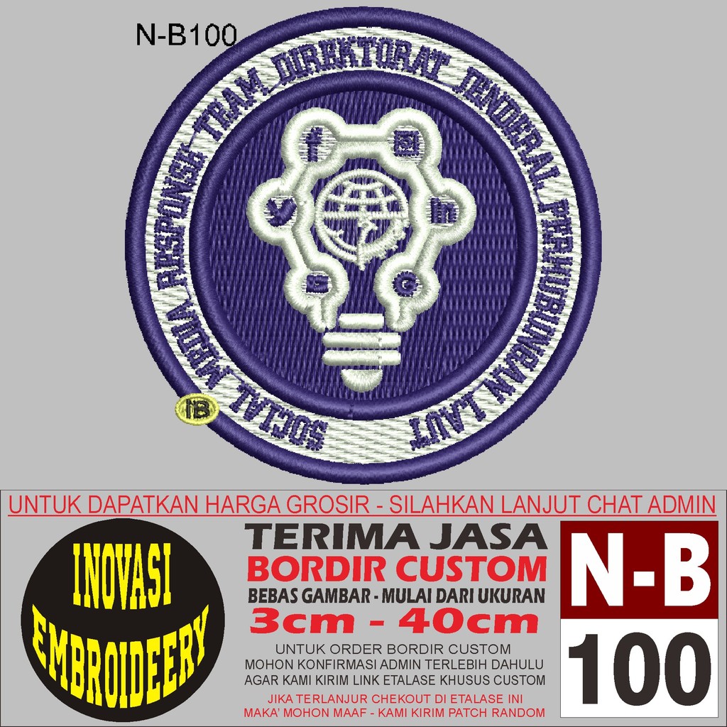 NB 100 EMBROIDERY PATCH สังคมโลโก้ DHYANA EDUCATION - INNOVATION EMBROIDERY TESTIMONI