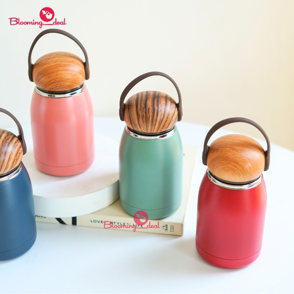 TERMOS Premium Mini Stainless Steel Thermos พร้อมฝาปิดลายไม้ 300Ml (YT-182)