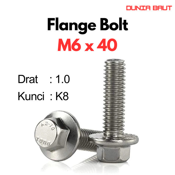 สลักหน้าแปลน M6X40 / ฝาครอบโบลท์ 6X40 / M6 X 40 / 6 X 40 Stainless SS304 / SUS304 / A2-70