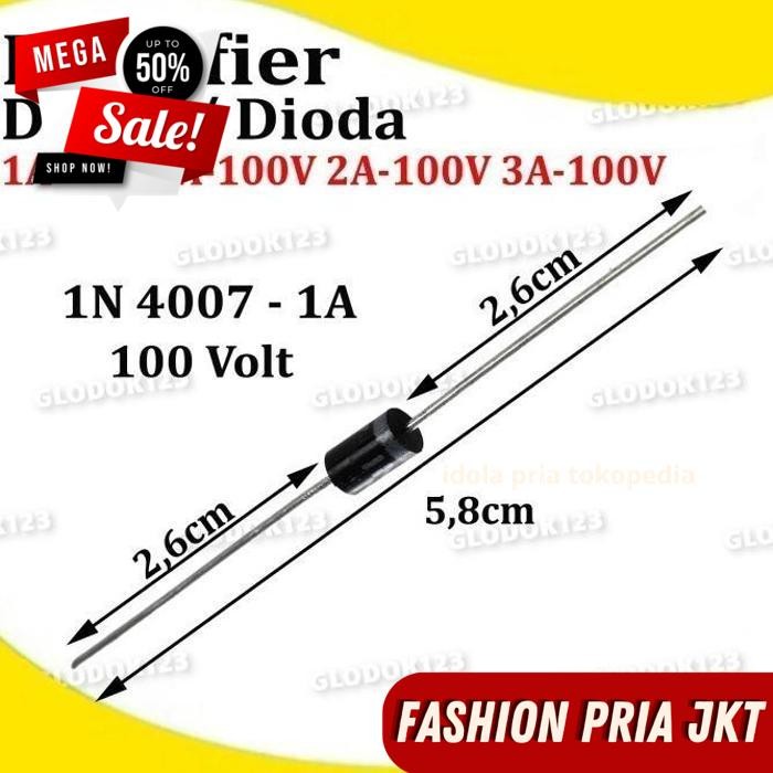 DIODE RECTRIFIER DIEDE DIP IN4007 1N4007 1N IN 4007 1A 100V โดย PRIA JKT จัดส่งฟรี