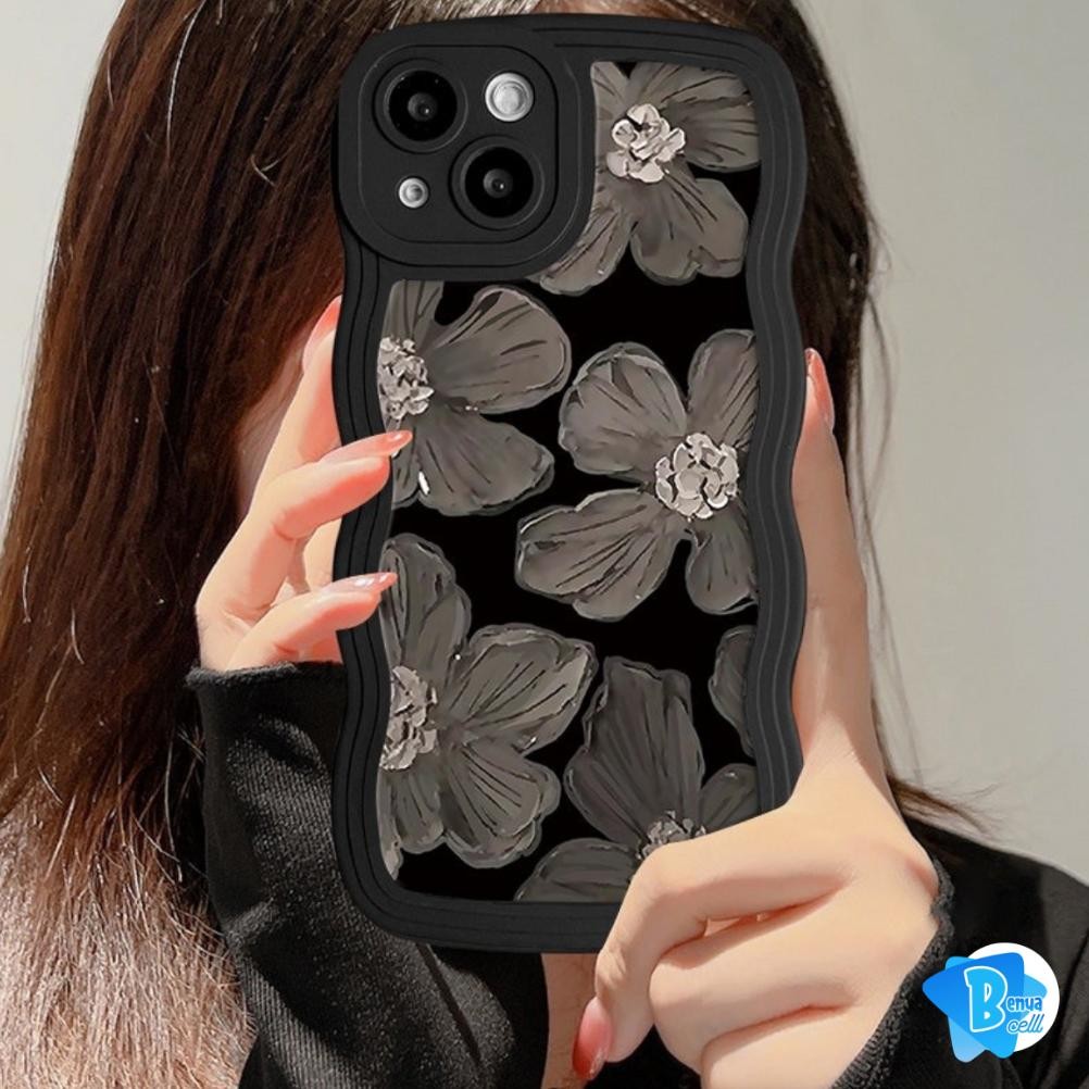 Ss833 Softcase Silikon กรณีปลอกดอกไม้สีม่วงภาพวาดสีน้ํามันสําหรับOppo A38 A18 A58 A78 A71 A74 A95 A8