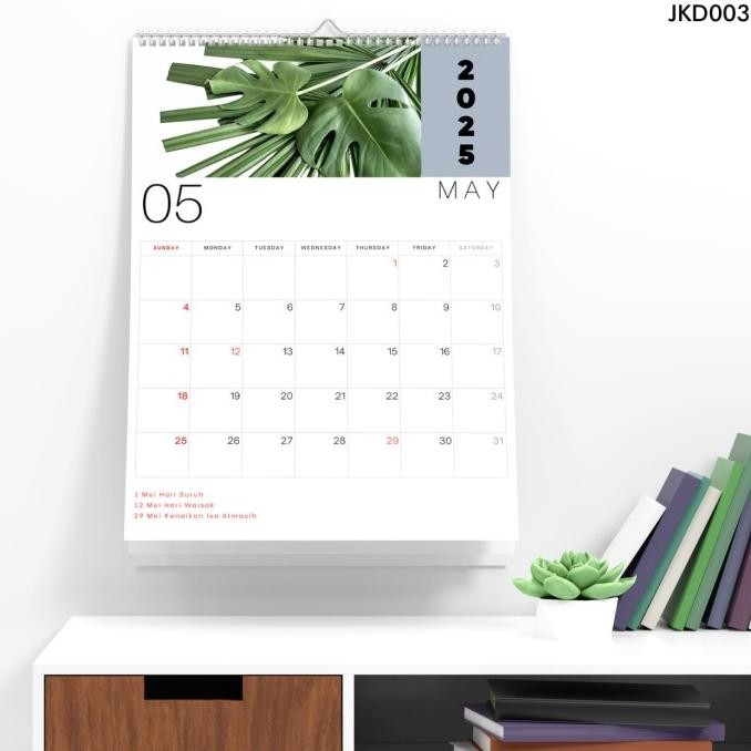 ปฏิทินใหม่ 2025 Complete Wall Calendar 2025 ความงามปฏิทินแขวนลายดอกไม้ Motif ตกแต่งห้องยาว