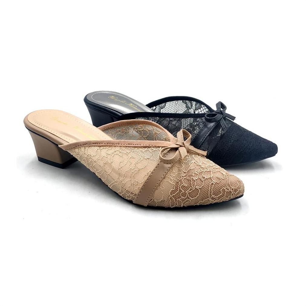 MH YONGKI KOMALADI OLIVIA รองเท้าผู้หญิง BUSTONG HEELS E5-08H MOCCA/สีดํา/GREY