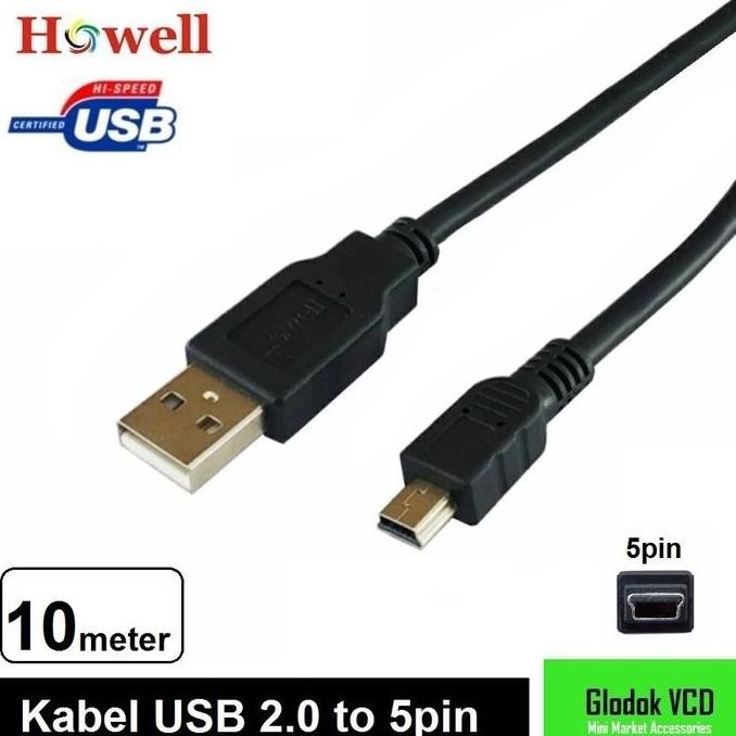 จัดส่งฟรี - Howell USB 2.0 5P Mini Cable 10m / USB to 5 pin Cable 10 เมตร