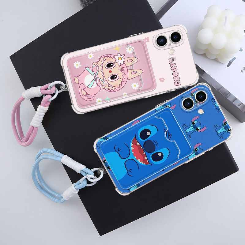 Lanyard Card Holder Pokemon Labubu Soft Case Hp Vivo Y19s Pro Y29 5G V40 Lite 5G Y28 Y03 Y18 Y12A Y1
