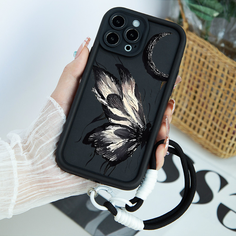 ภาพวาดสําหรับผีเสื้อ Lanyard Soft Cass Hp Infinix Hot 50i Hot 50 4G Hot 50 5G Hot 50 Pro ITEL P65 4G