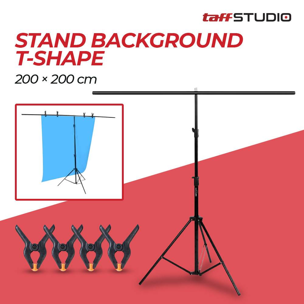TaffiSTUDIO ฉากหลังพื้นหลังขาตั้ง T-Shape 4 Clamp 200x200cm - M139