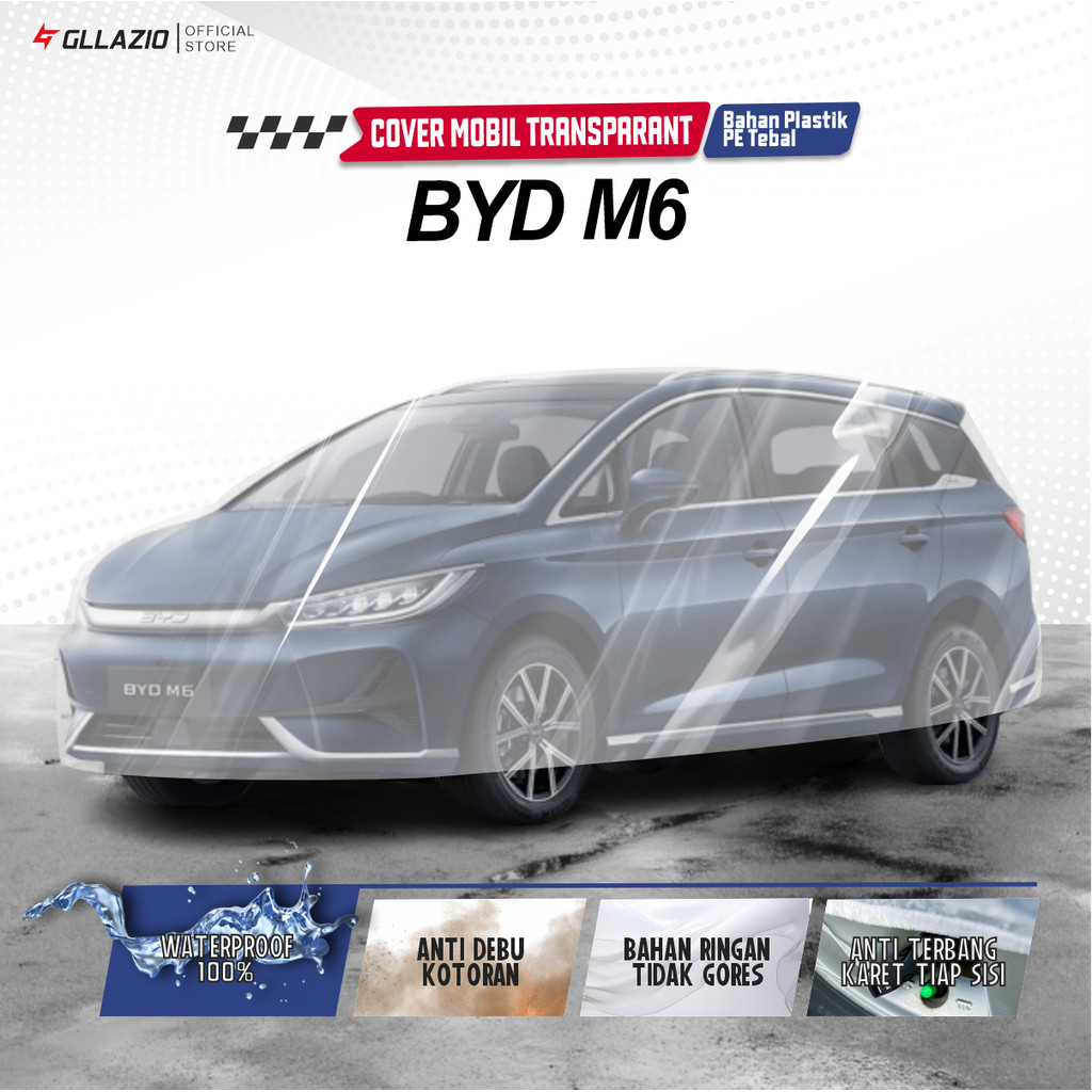 BYD M6 ฝาครอบตัวรถโปร่งใส / BYD M 6 ผ้าคลุมรถพลาสติก / BYD M6 EV 2024 2025 กันน้ํา ฟรีกระเป๋า