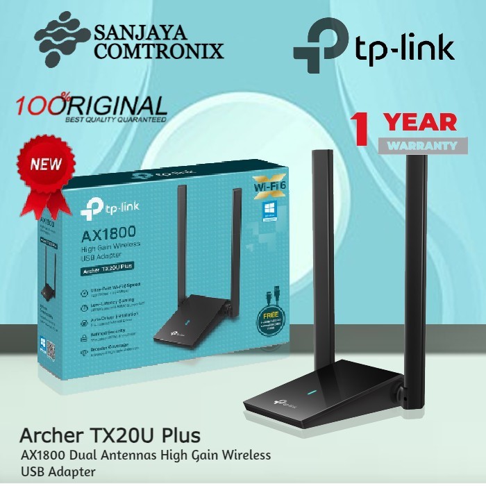 TP-LINK Archer TX20U Plus AX1800 เสาอากาศคู่ USB ไร้สายกําลังสูง
