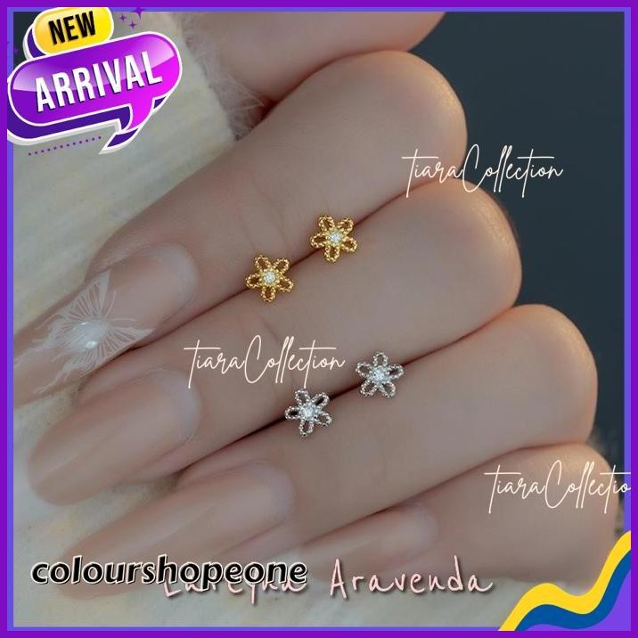 ผู้หญิง TITANIUM EARRINGS DURABLE CHARM FLOWER LUCKY CRYSTAL ZIRCON AAA ET002 สินค้าที่ดีที่สุด