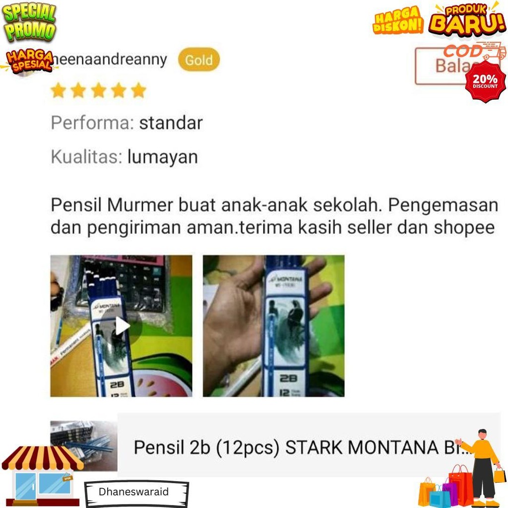 (12 ชิ้น) Stark Montana Blue 2B ดินสอขายส่ง/ 2B D เครื่องเขียนดินสอ