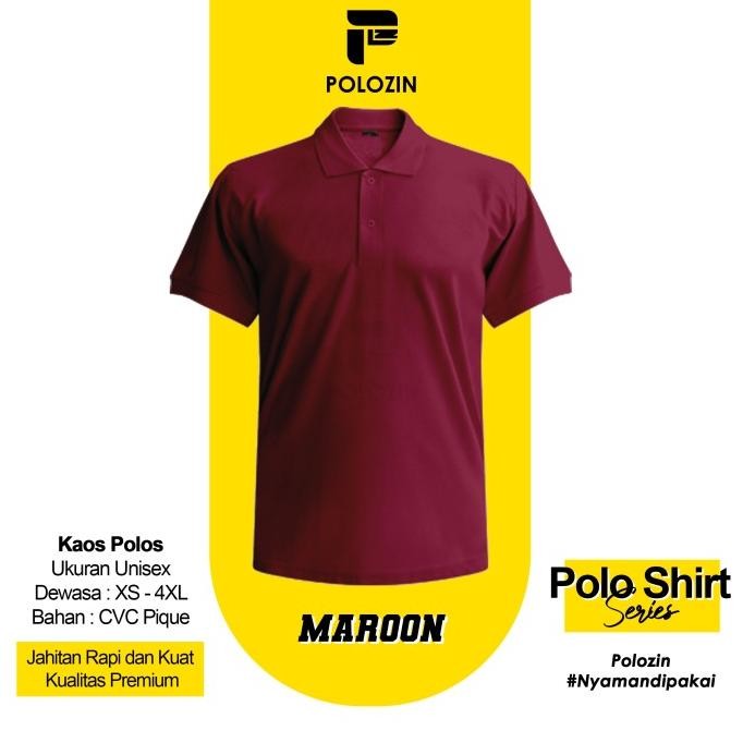 สินค้าใหม่!! โปโลซิน | เสื้อโปโล CVC Pique คอปกธรรมดาสําหรับผู้ชายและผู้หญิง - Maroon