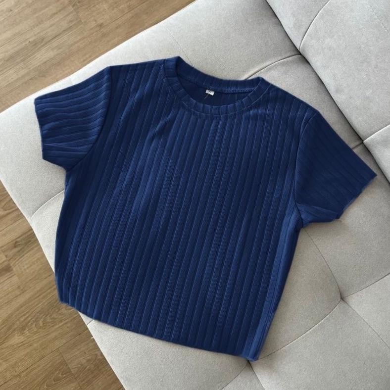 __HALLO__ Sierra Top Knit / Womens Crop Knit T-shirt / Slim Fit Womens Street T-shirt / Stretch Inne