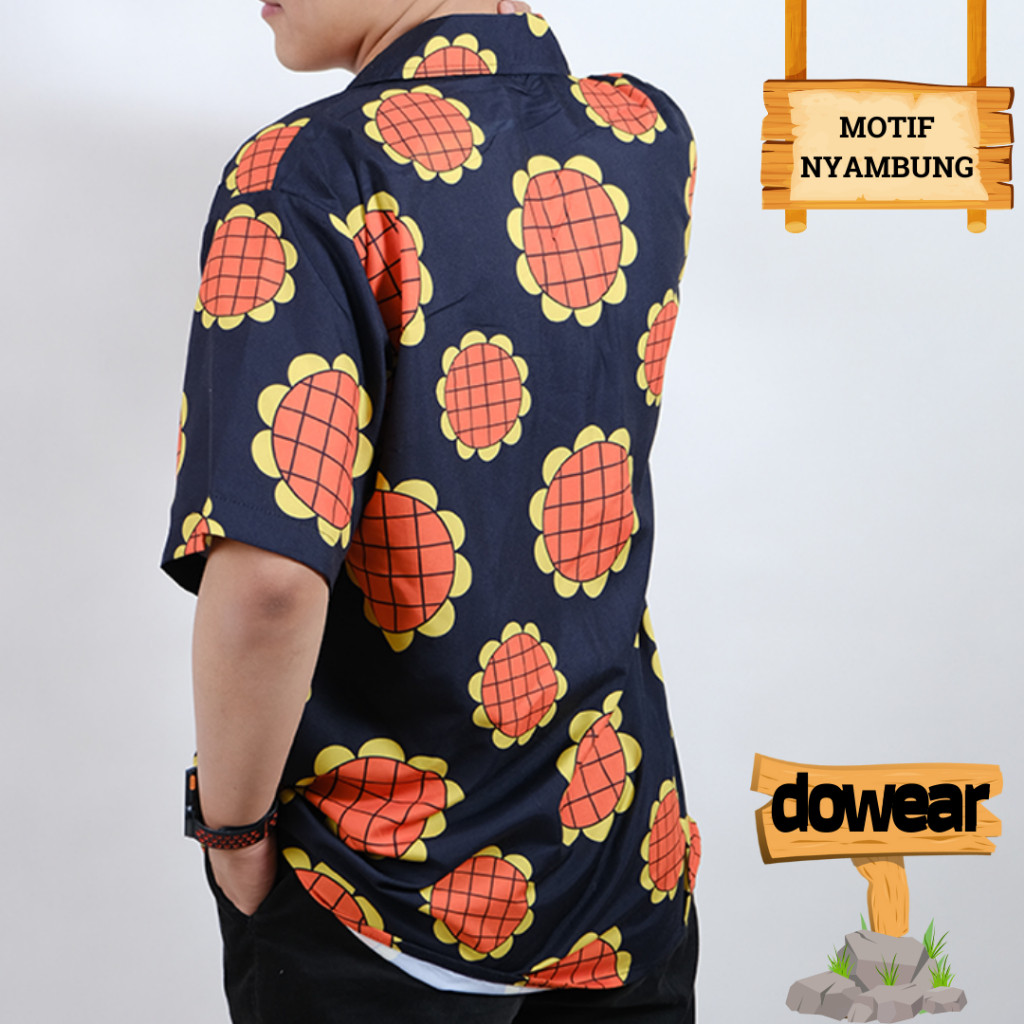 KEMEJA Dowear อะนิเมะเสื้อแขนสั้นสําหรับผู้ชายและผู้หญิงพิมพ์การ์ตูน Motif LUFFY FLOWER 120