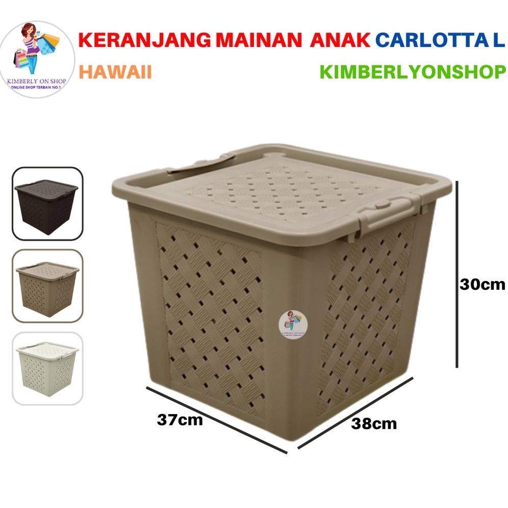 Carlotta L 6502 ตะกร้าอเนกประสงค์พร้อมสต็อกฮาวายพร้อมฝาปิด