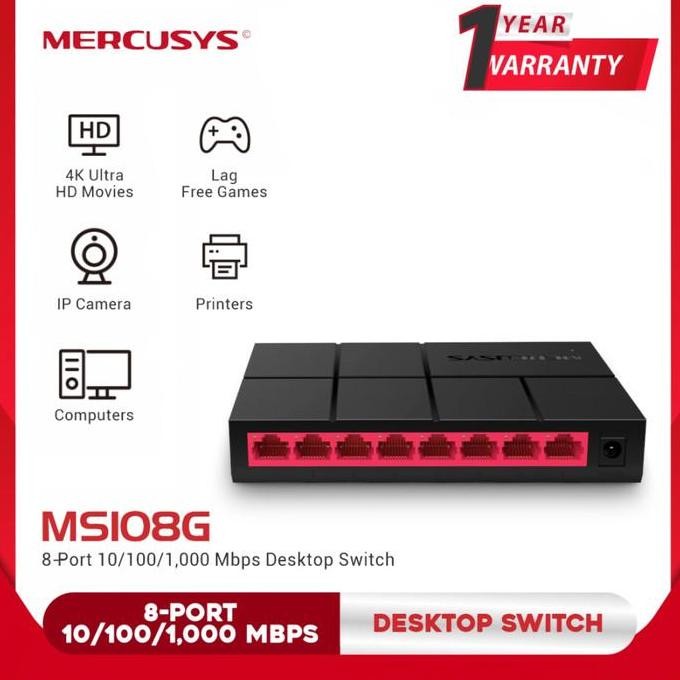 - MERCUSYS MS108G SWITCH HUB 8-PORT 10/100/1000 MBPS