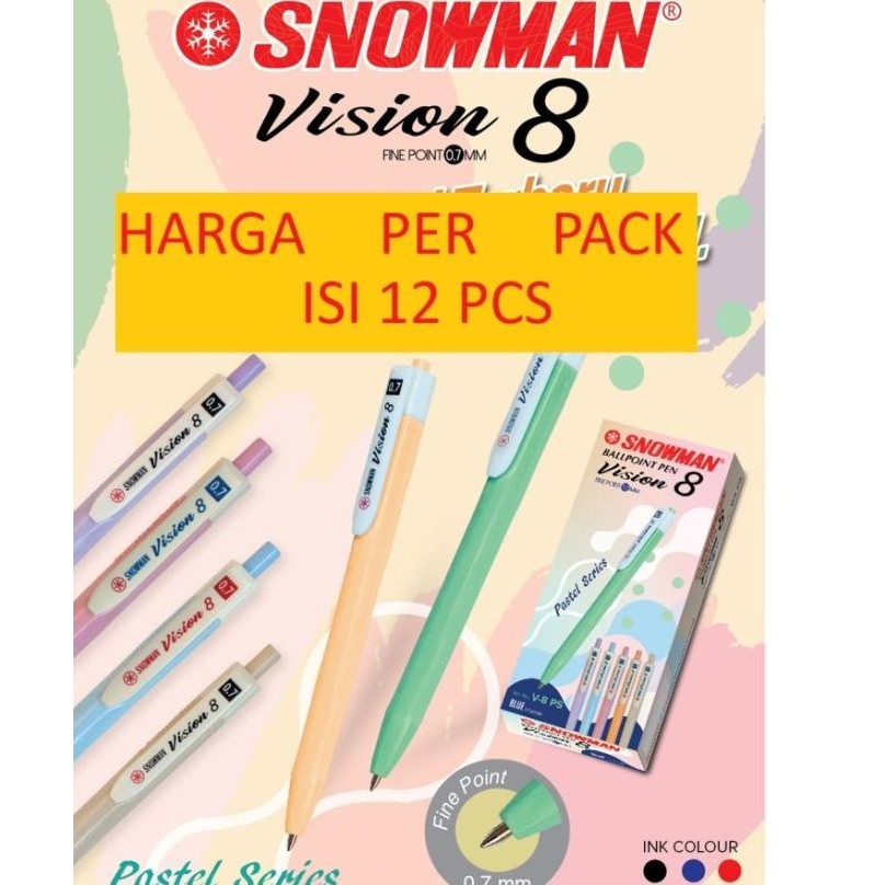 สินค้าใหม่!! SNOWMAN V8 PASTEL 0.7mm PEN / PASTEL VISION 8 SEMI GEL PEN