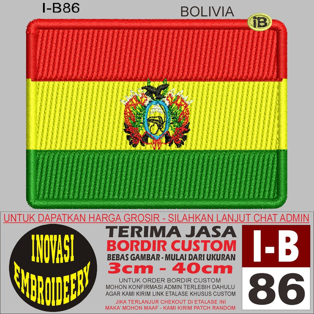 I-B86 โลโก้ BOLIVIA EMBROIDERY PATCH - INNOVATION EMBROIDERY TESTIMONI