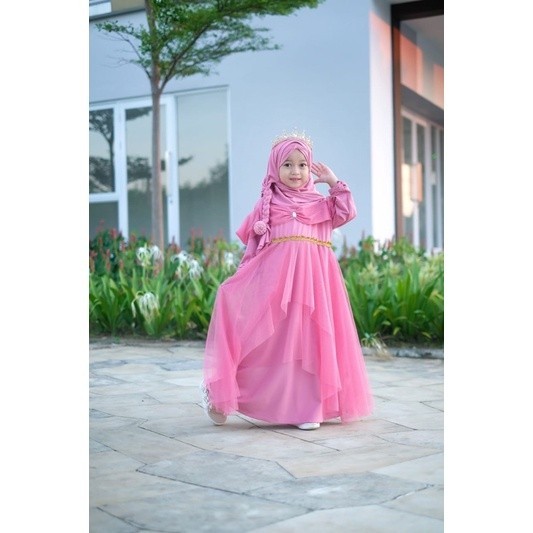Princess Gamis Set Hijab Jilbab Queen Dress Incess เด็กอายุ 0-9
