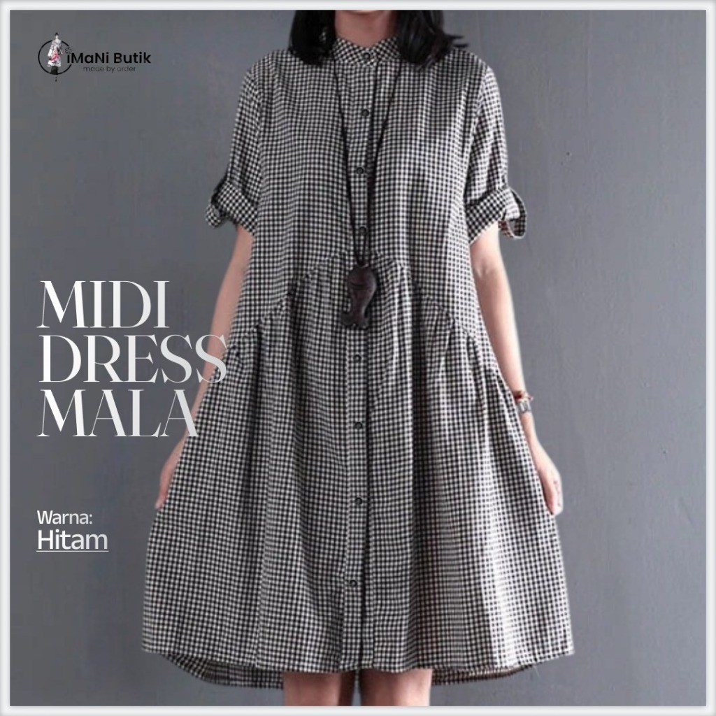 KATUN Midi Dress Mala | Imani Boutique แฟชั่นมุสลิม Midi Dress Checked รุ่นวัสดุผ้าฝ้าย